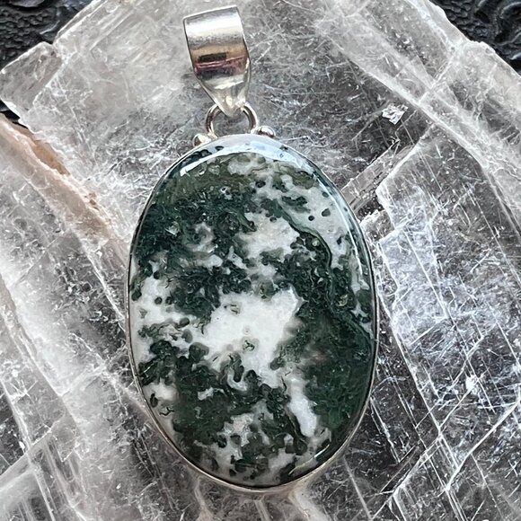 Tree or Moss Agate Stone Jewelry Crystal Pendant - Picture 1 of 7